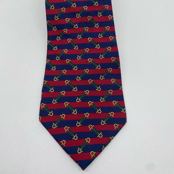 Tommy Hilfiger Italian Silk Imported Red Blue Neck Tie - Picture 2 of 14